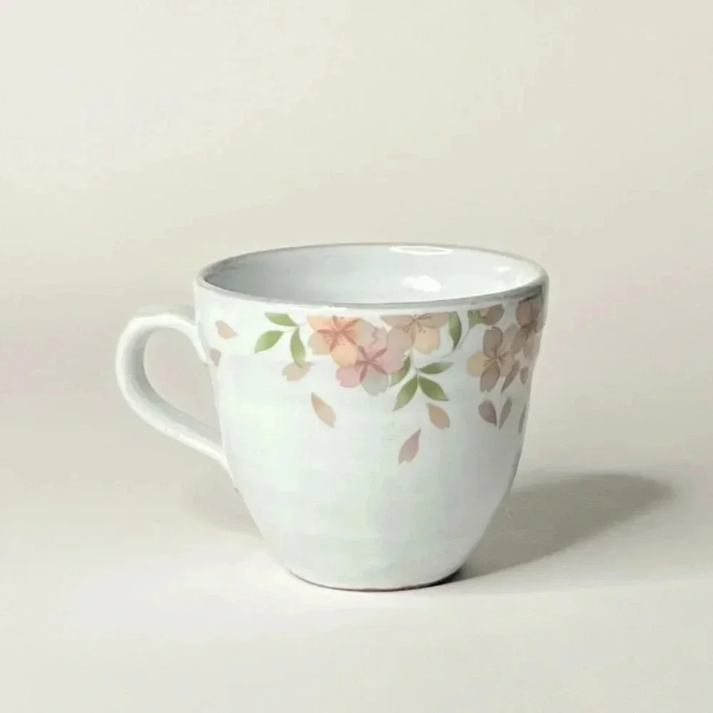 Japanese Hand Painted Cherry Blossoms Ceramic Mug Handmade Coffee Cup